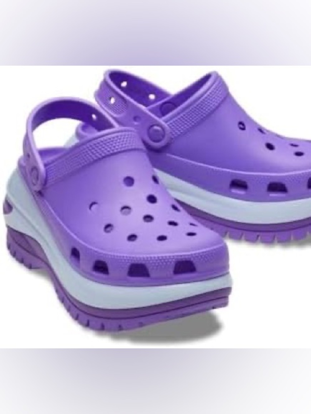 NWOT CROCS Kids Platform Clogs in Bright Purple and White